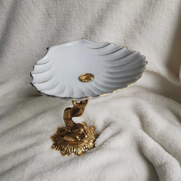 VTG Stylebuilt Accessories NY Dolphin/Koi Scallop Shell Dish Hollywood Regency - Picture 11 of 15
